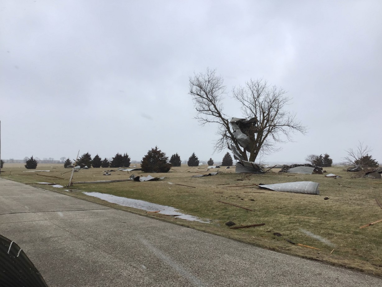 Severe Thunderstorms And Tornadoes March 31 2023 Updated 4 3 23   Storage Factility Roofing Material Blown Off To The North Of The Buildings South Of Elkhorn Off HIghway H 